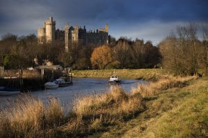 Arundel Castle pictutred behind the River Arun