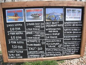 Sussex Water Sports list of lessons