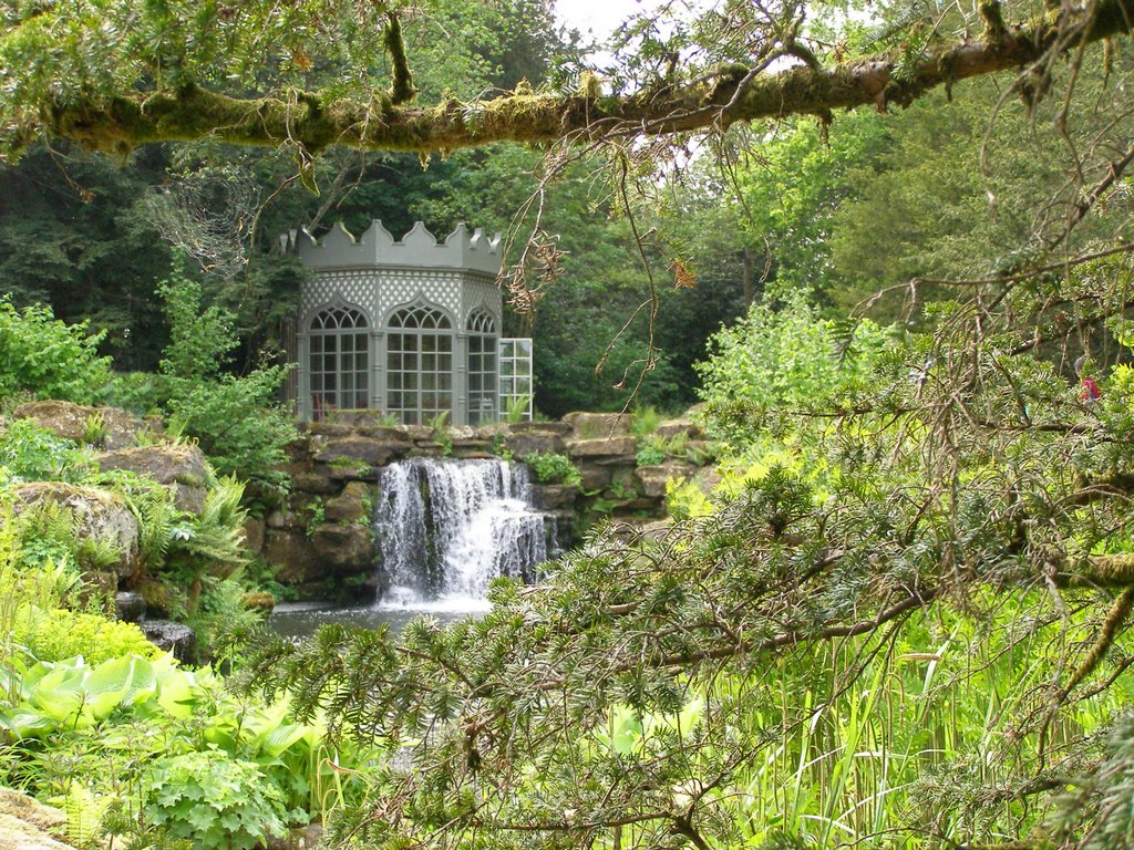 Woodland waterfall at Woolbedding Gardens