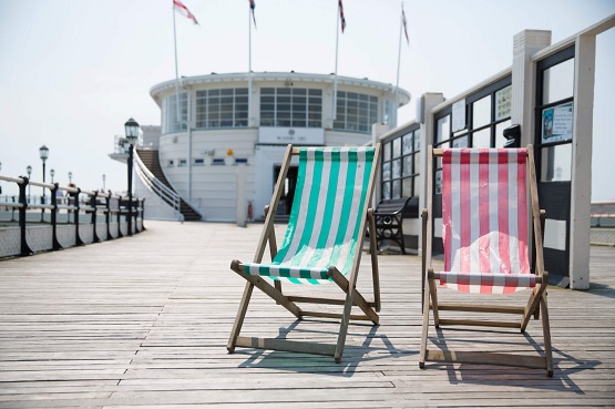 Two deck chairs on Worthing pier