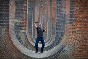 Man taking selfie at Ouse Valley Viaduct