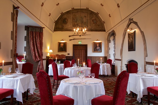 Dining room view of the Amberley Castle restaurant