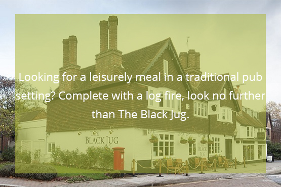 Looking for a leisurely meal in a traditional pub setting? Complete with a log fire, look no further than The Black Jug.