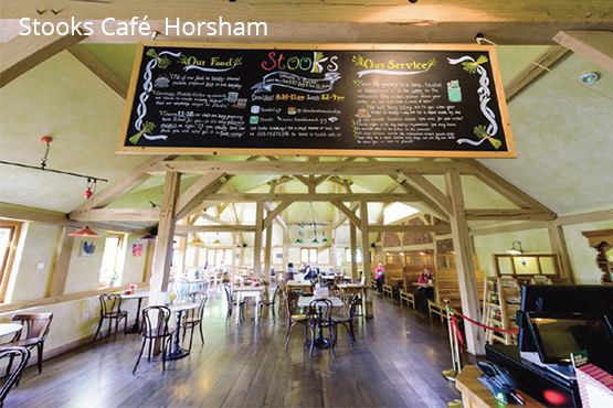 Stooks Café in Horsham menu and dining room