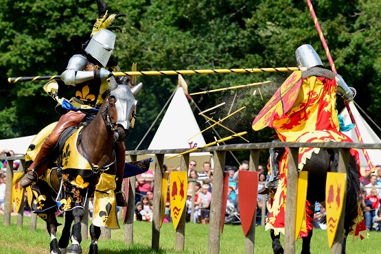 Loxwood Jousters in action on two horses