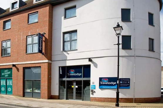 Outside building of the Travelodge Chichester Central