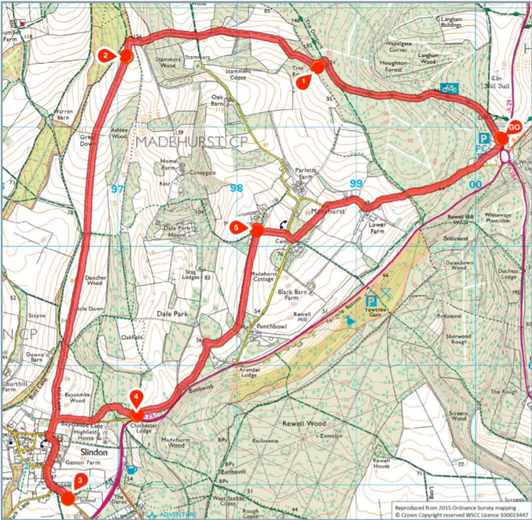 Houghton Forest and Slindon map