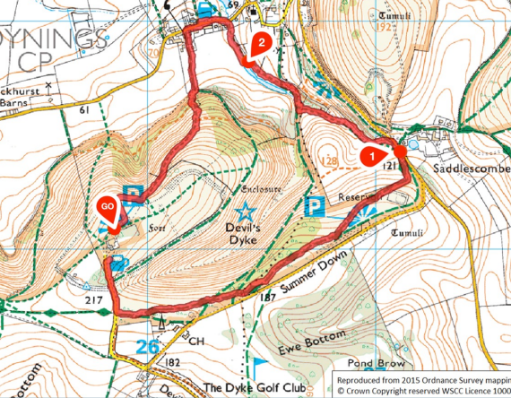 DEVIL'S DYKE AND POYNINGS MAP