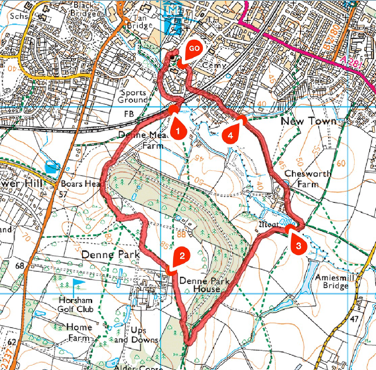 Horsham and Denne Hill map