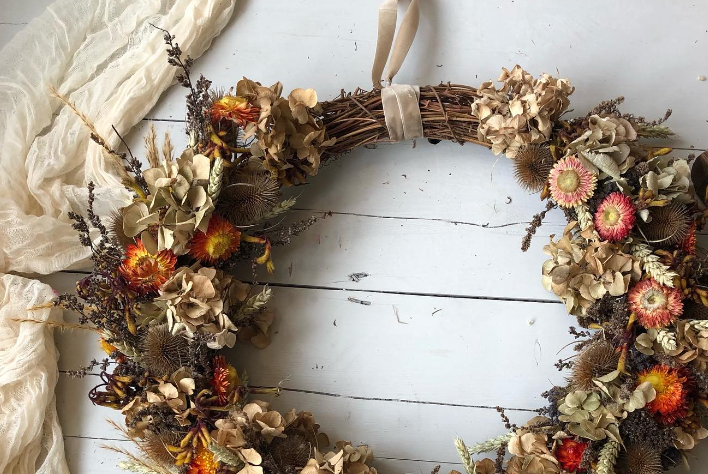 Homemade autumn wreath