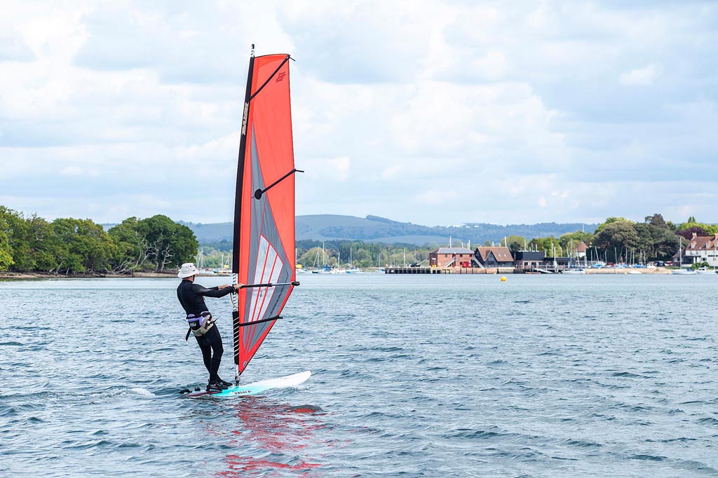 Man windsurfing at Chichester Harbour